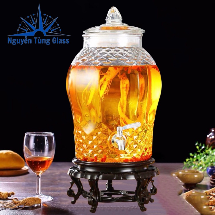 BÌNH NGÂM RƯỢU THỦY TINH KIM CƯƠNG (3 LÍT ) CÓ VÒI & KHÔNG VÒI