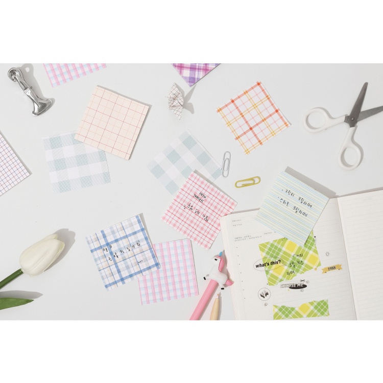 Set 200 tờ giấy ghi chú họa tiết kẻ ô tiện dụng