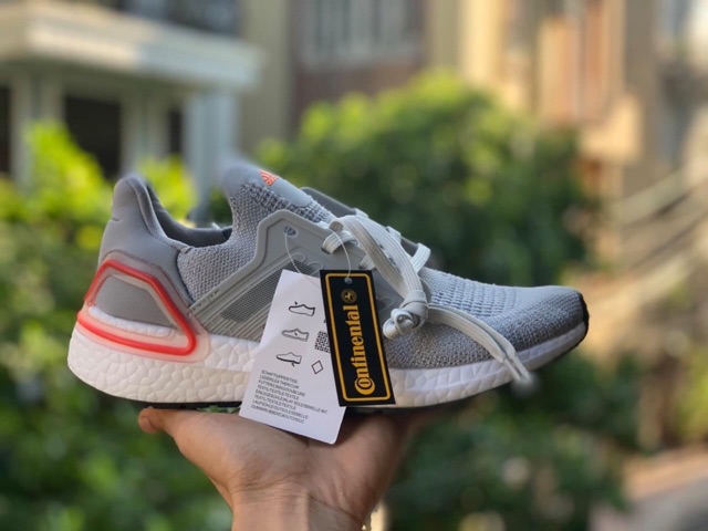 Hàng đẹp có sẵn Giày thể thao ultra bosst 6.0 xám gót viền đỏ