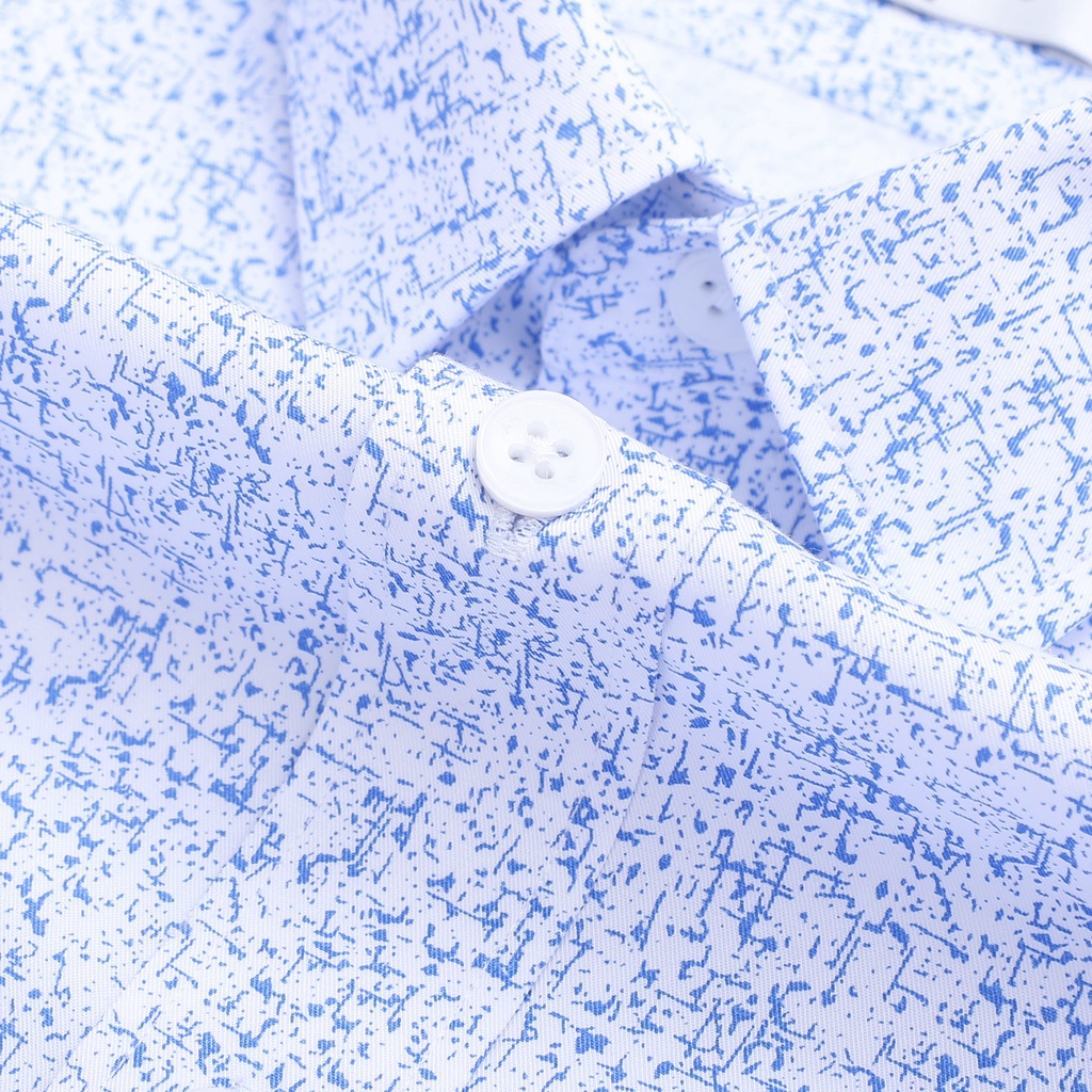 [MẪU MỚI] Áo sơ mi nam ngắn tay ARISTINO dáng Slim fit vừa vặn, trắng in sược xanh nổi bật và thời thượng - ASS217S2