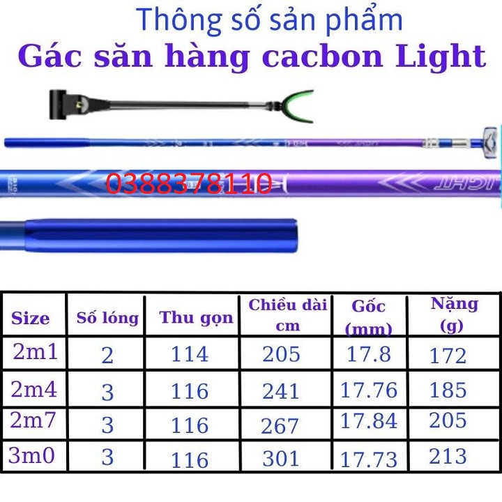 Gác Cần Câu Săn Hàng Light Carbon Cao Cấp, Có Kèm Cắm Đất Cùng Hãng