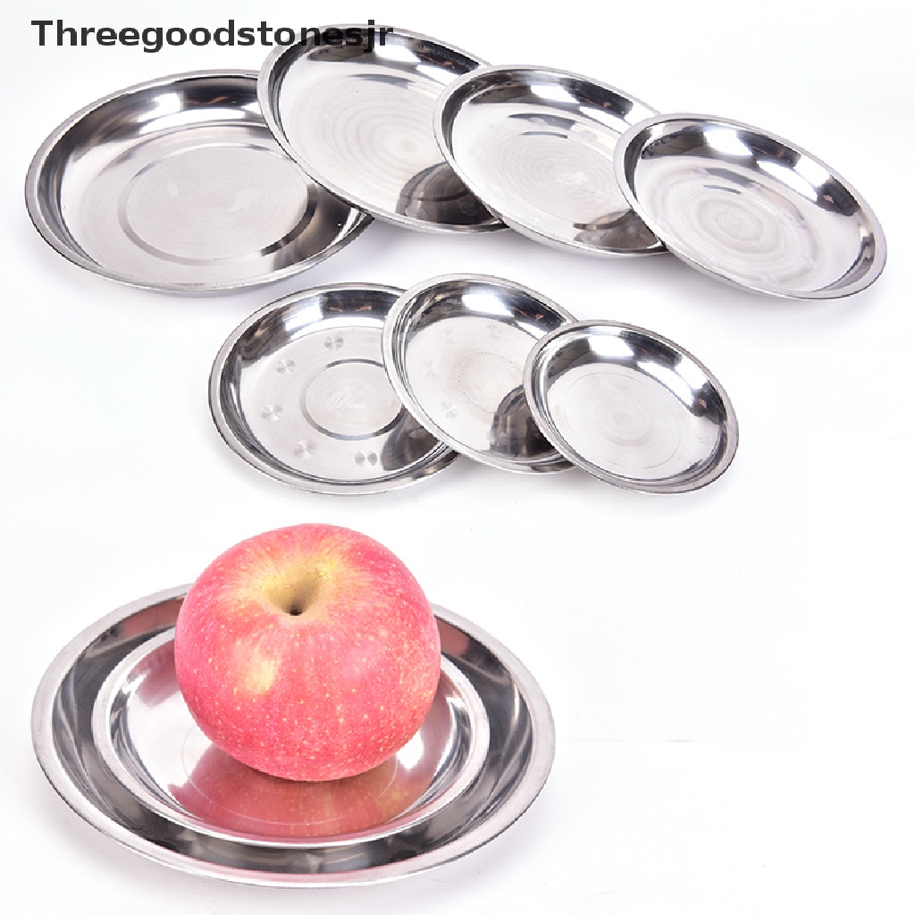 Đĩa Tròn Đựng Thức Ăn Đường Kính 14-26cm Bằng Thép Không Gỉ JR