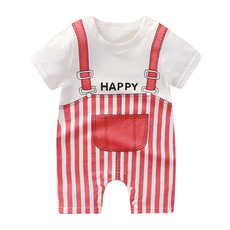 Luckycandy Bộ Áo Liền Quần Bằng Cotton Tay Ngắn Thoải Mái Cho Bé Sơ Sinh