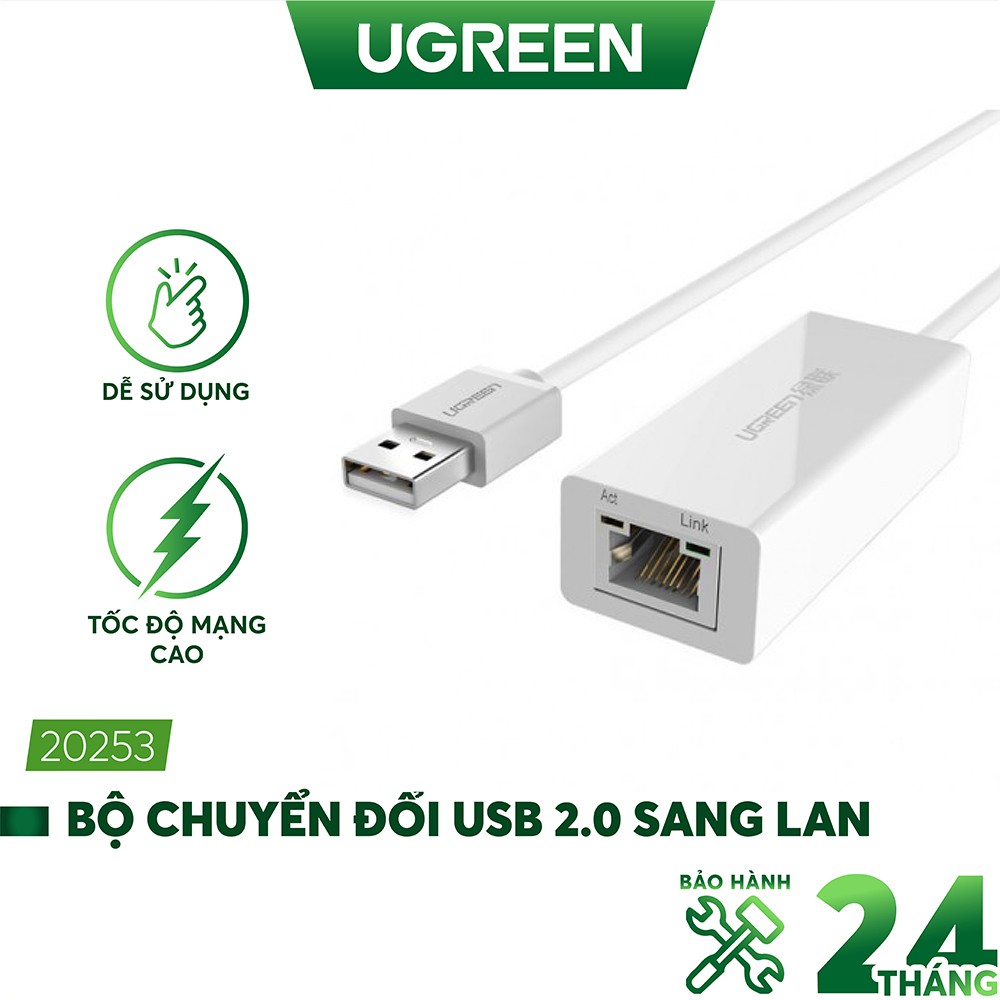 Bộ chuyển đổi USB 2.0 sang mạng LAN Ethernet Ugreen CR110