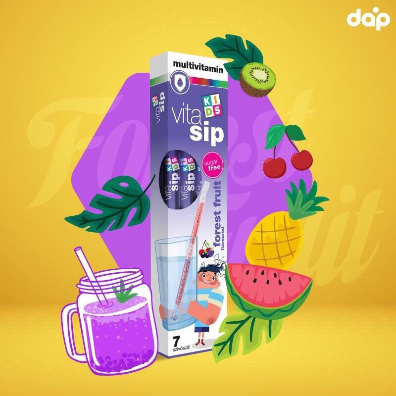 Ống hút Vitasip Kid hộp 7 ống hút bổ sung vitamin cho bé vị hoa quả nhiệt đới | BigBuy360 - bigbuy360.vn