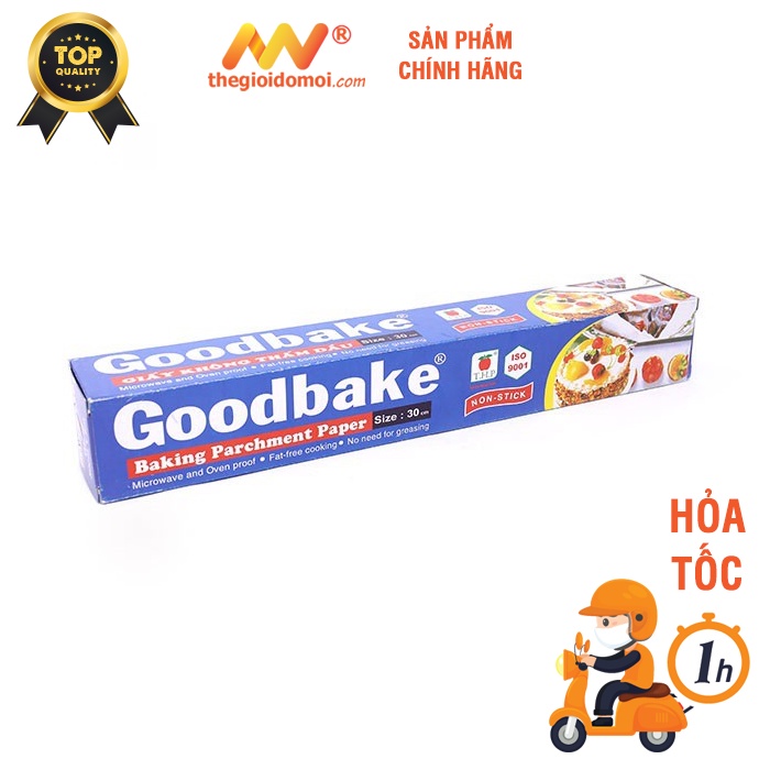 Giấy Nến nướng bánh Goodbake kích thước 30cmx500cm, không thấm dầu dùng để lót nướng bánh, nồi chiên không dầu