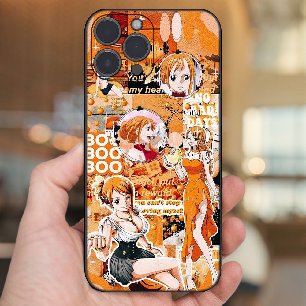 Ốp lưng iPhone 13 Pro Max dẻo đen cạnh vuông in hình Nami One Piece Đảo Hải Tặc
