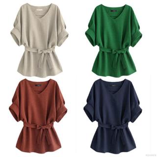 Áo Kiểu Tay Ngắn Chất Linen Thiết Kế Dáng Rộng Size M-Xxl