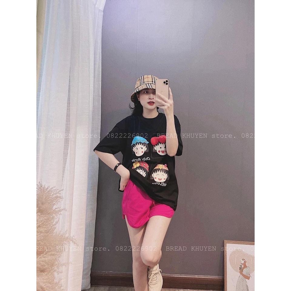 Set bộ áo hoạt hình maruko mix sooc hồng dễ thương , hình in sắc nét chất cotton