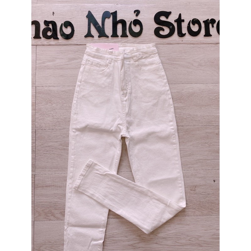quần jean trắng lưng cao (đọc mô tả)