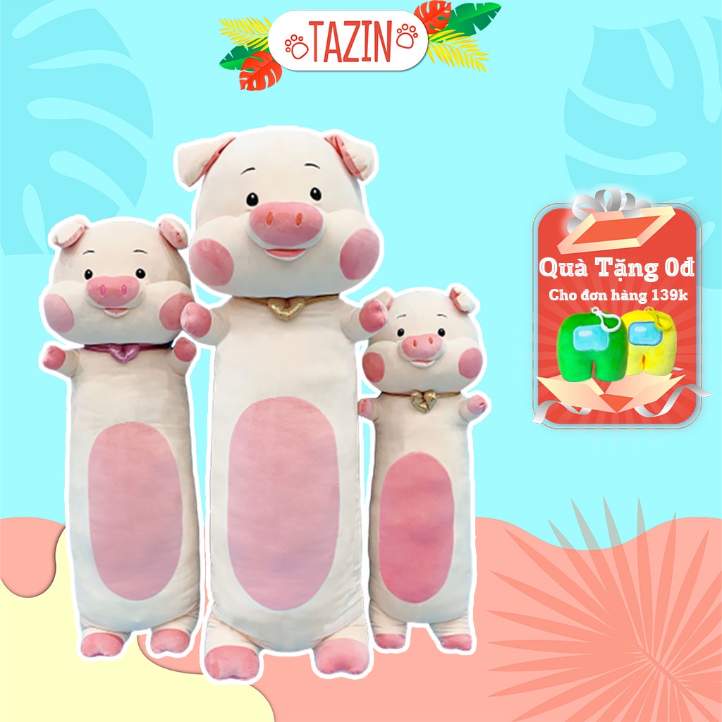 Gối ôm heo lợn đeo vòng tim, gấu bông heo lợn vòng tim cute đáng yêu cao cấp TAZIN