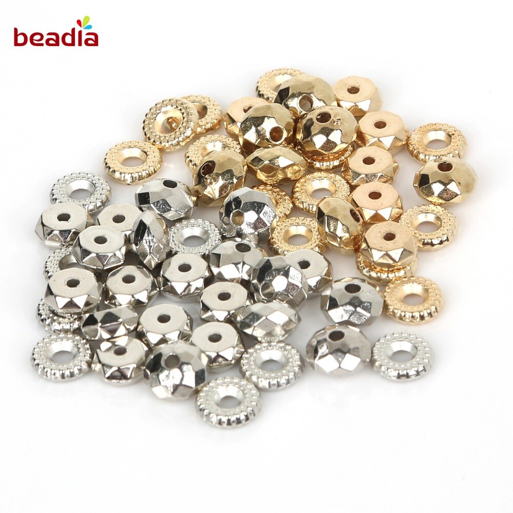 Hạt xỏ Beadia bằng nhựa hình bánh xe mặt phẳng dùng làm trang sức thủ công