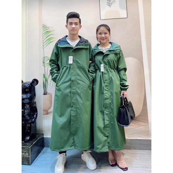 Áo mưa măng tô nữ một đầu PU 2 lớp thời trang cao cấp chống thấm chống gió lạnh - Ao mua mang to nu