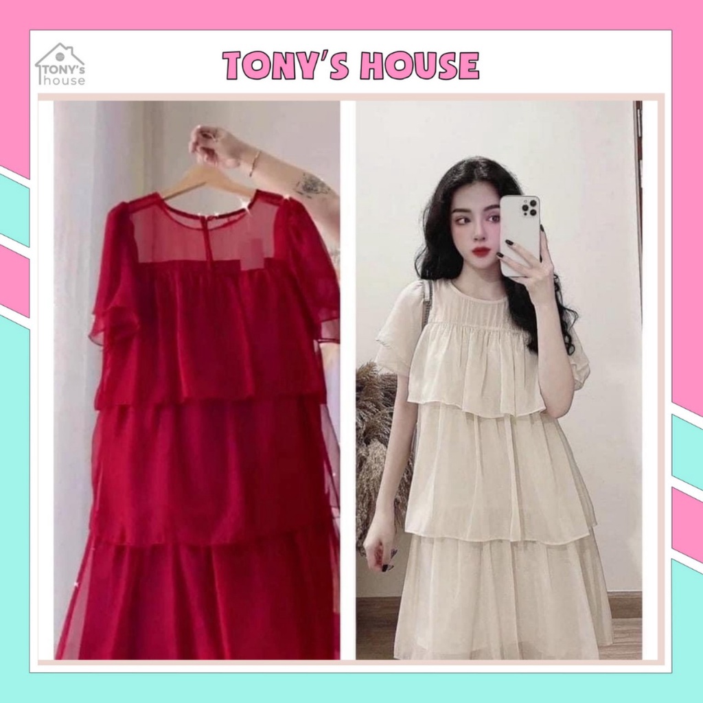 Váy bầu Đầm bầu màu trắng dáng xuông voan xếp tầng thiết kế nữ tính thời trang trẻ trung size dưới 80kg bigsize