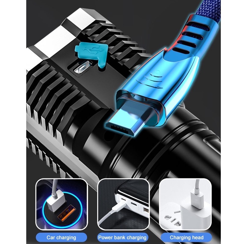 Đèn Pin led cob 4 Nấc Đa Năng Siêu Sáng Có Thể Sạc Lại Tiện Dụng