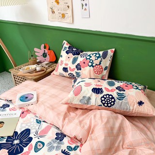 Set chăn ga gối cotton hoa kẻ