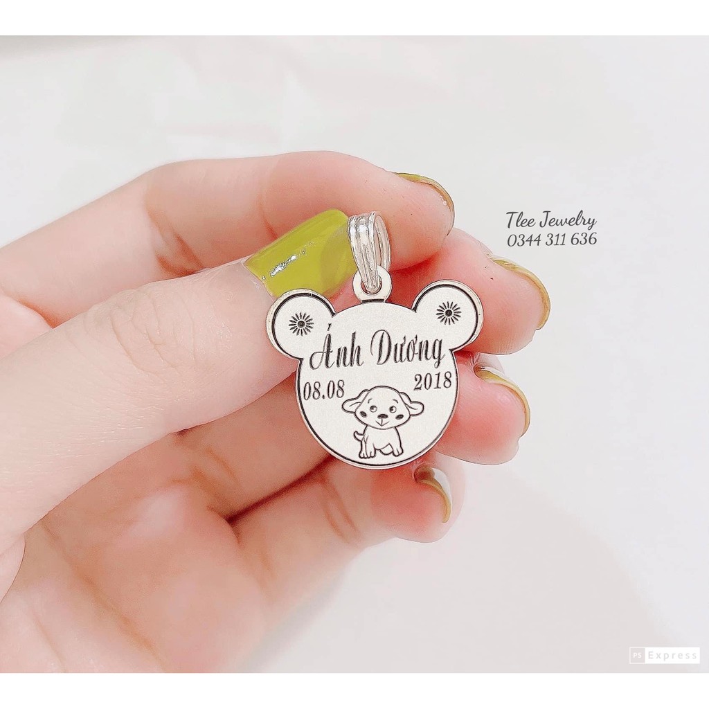 Mặt dây chuyền cho bé mẫu khắc laser miễn phí theo yêu cầu hình thù ngộ nghĩ bạc 990 TleeJewelry D0216