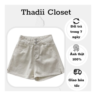 Quần đùi nữ, quần short Thadii vải jean hàn cao cấp, không xù lông, mềm, mát