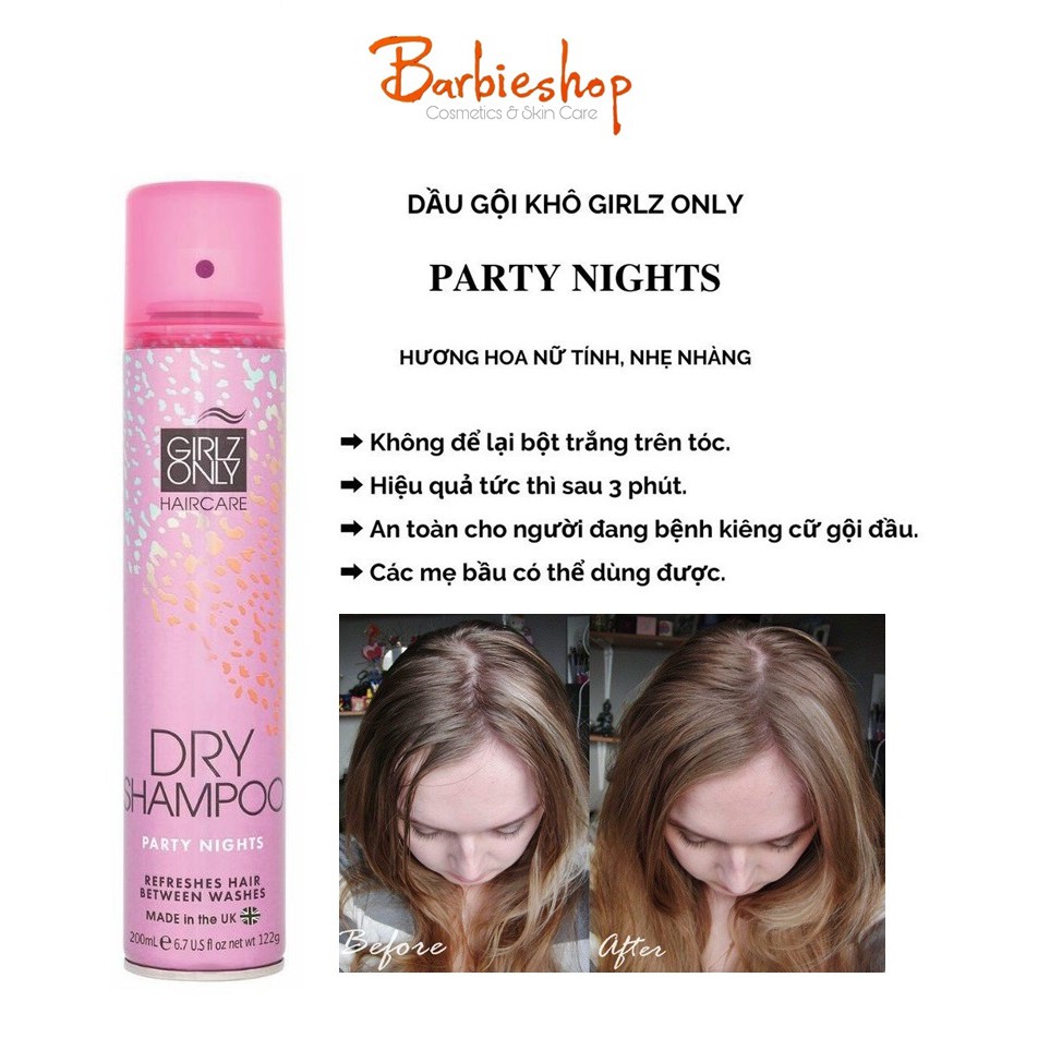 Dầu Gội Khô Girlz Only Dry Shampoo 200ml có đủ 4 mùi (date 23)