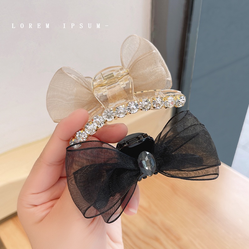 Kẹp Tóc Lưới Hình Nơ Đính Đá