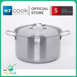 Nồi luộc gà cao cấp HT cook 1 đáy inox 430 nắp inox ( 26cm/28cm/32cm ) dùng được tấc cả các loại bếp.Tặng 1 vá canh inox
