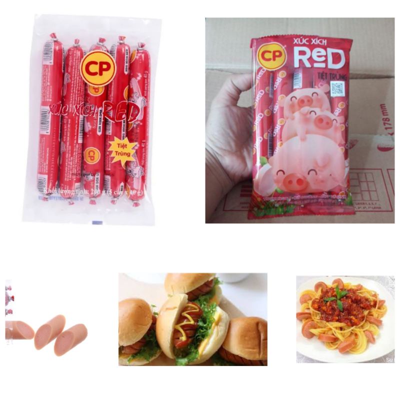 ( Bao bì mới) Xúc xích heo CP loại lớn 40gr *5 cây/ gói