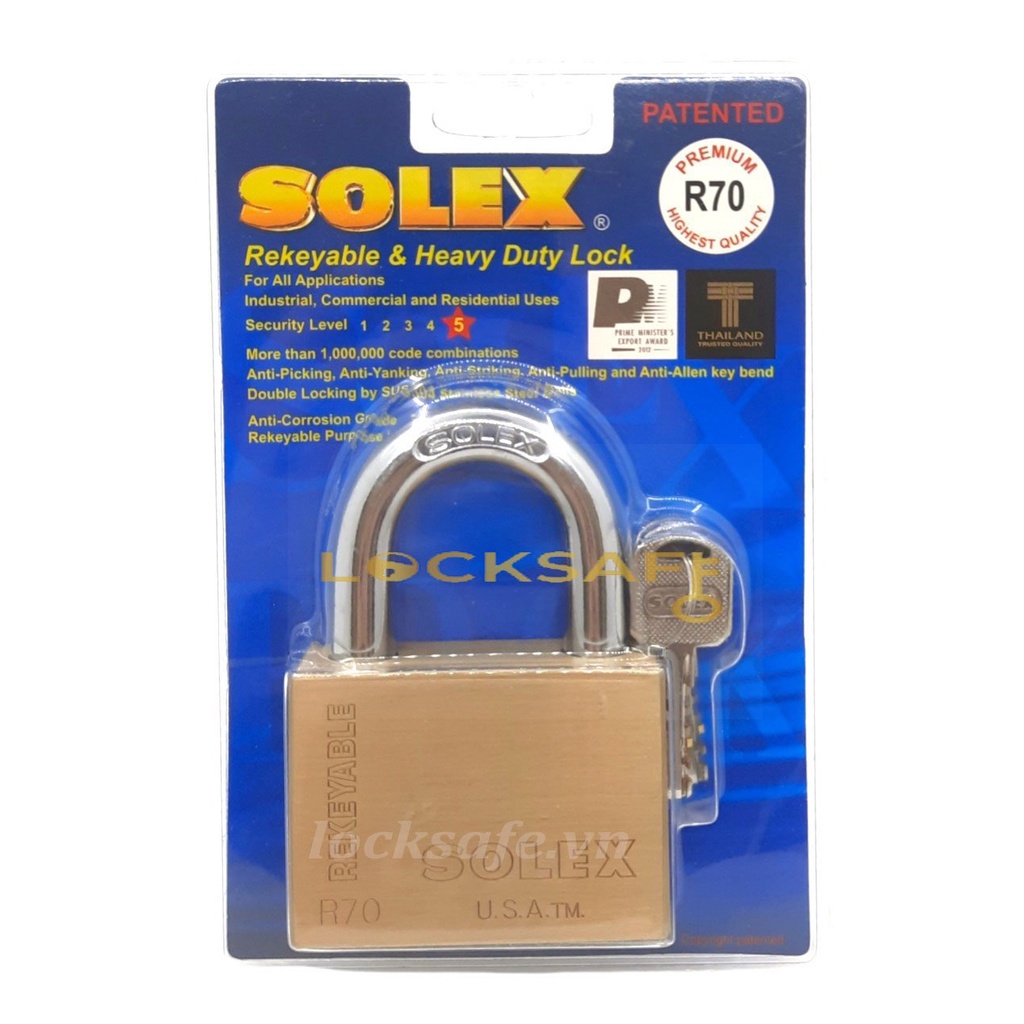 Ổ Khóa Chống Cắt SOLEX PREMIUM Thái Lan Chính Hãng R50-R60-R70
