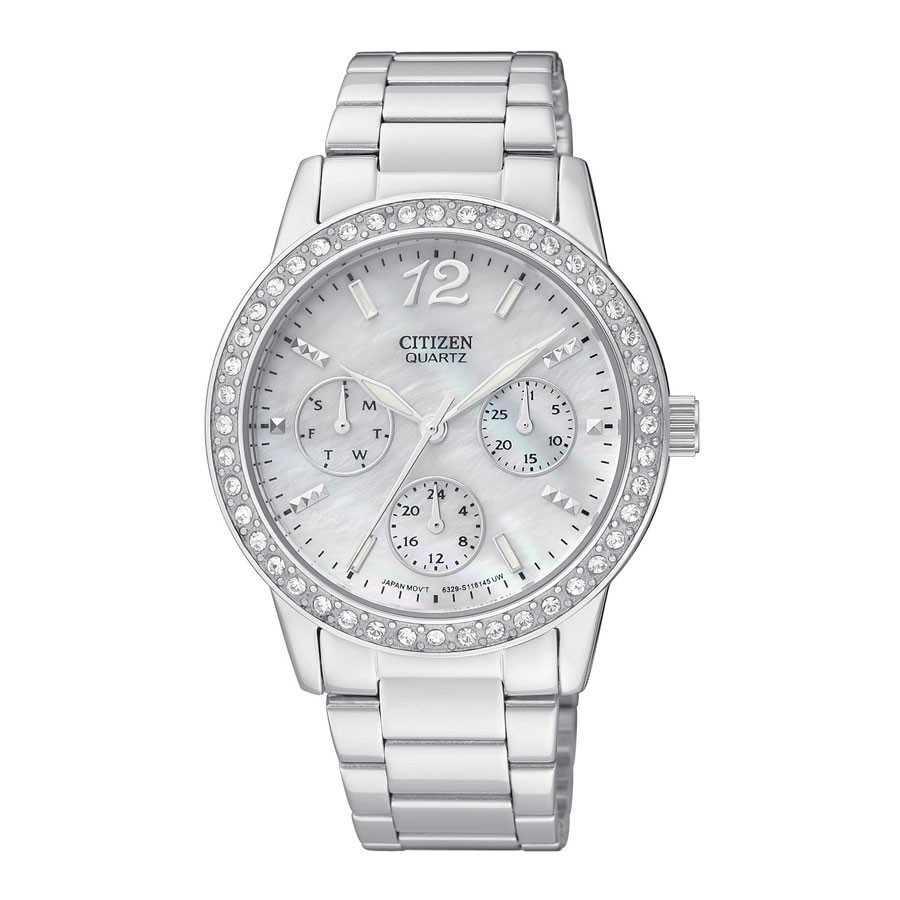 Đồng Hồ Nữ Citizen Đính Đá Swarovski Dây Thép Không Gỉ ED8090-53D - Mặt Xà Cừ