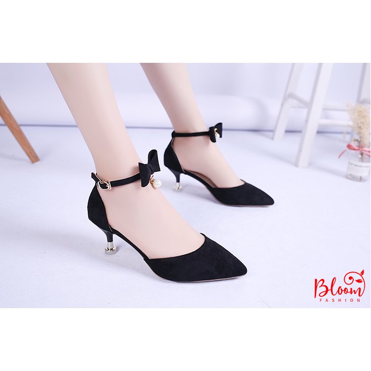 Giày cao gót mũi nhọn 5cm bít mũi da lộn Giày cao gót 5p sandal cao gót chuẩn hàng VNXK BG023