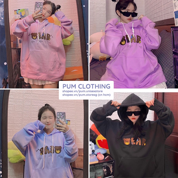 Áo khoác Hoodie thêu gấu BEAR 3 màu - kèm ảnh thật