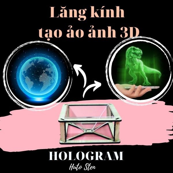 Lăng kính Hologram tạo ảo ảnh 3 chiều, bộ lắp ghép kính xem phim 3D bằng gỗ theo phương pháp giáo dục stem.