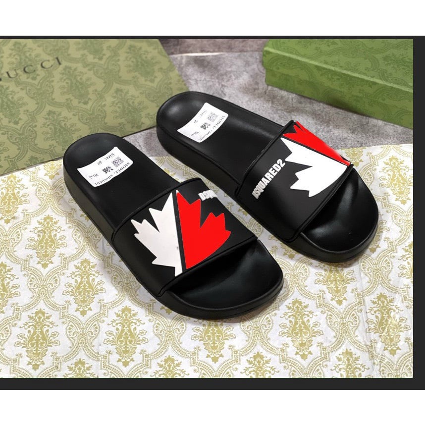 🔥HÀNG CAO CẤP🔥Dép lê nam quai ngang dsquared2 họa tiết chiếc lá siêu đẹp