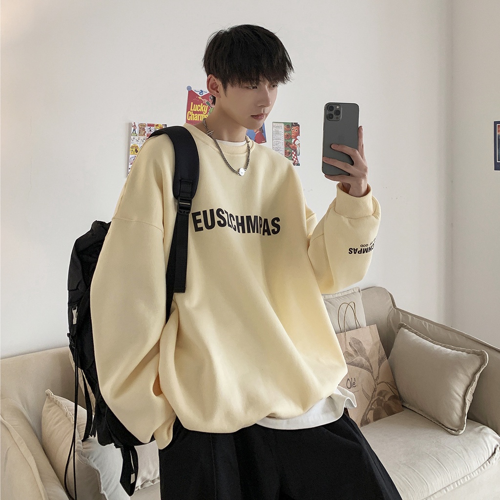 Áo sweater dáng rộng in chữ thời trang thu đông ulzzang cho nam nữ