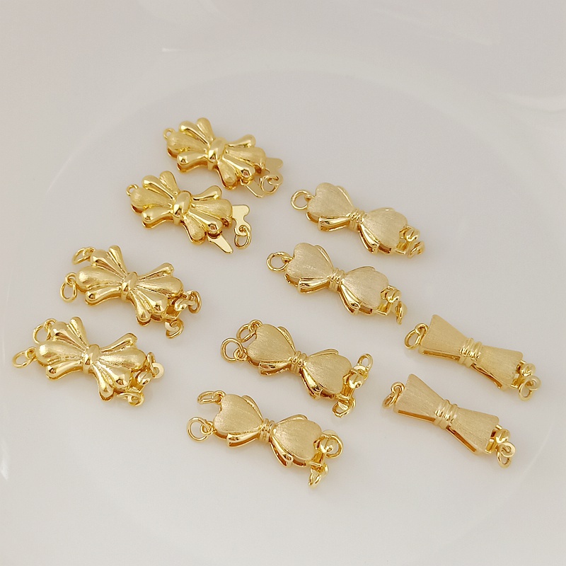 Khóa Cài Thắt Nơ Một Hàng Màu Vàng Đồng 14K Dùng Làm Trang Sức Thủ Công