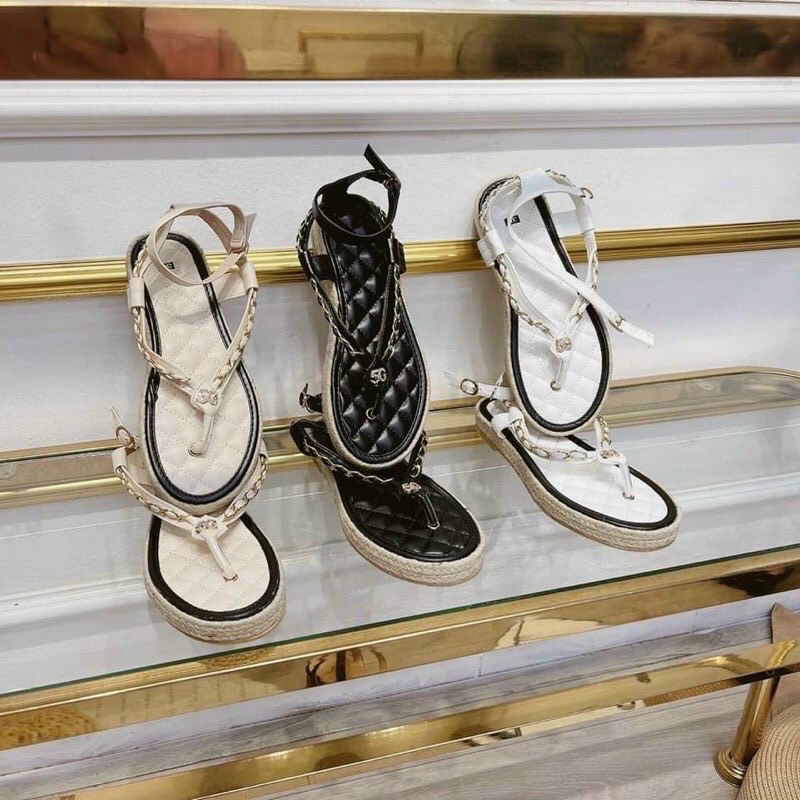Sandal Hiền Hồ,Tông Sandal Đế cói 2cm ,dép xỏ ngón quai xích Thời Trang Mùa Hè Siêu Hot Đi Chơi, Đi Biển