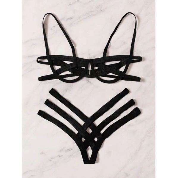 Bộ nội y bikini đan chéo dây có gọng sexy chất thun co giãn LG1B5C4 | BigBuy360 - bigbuy360.vn