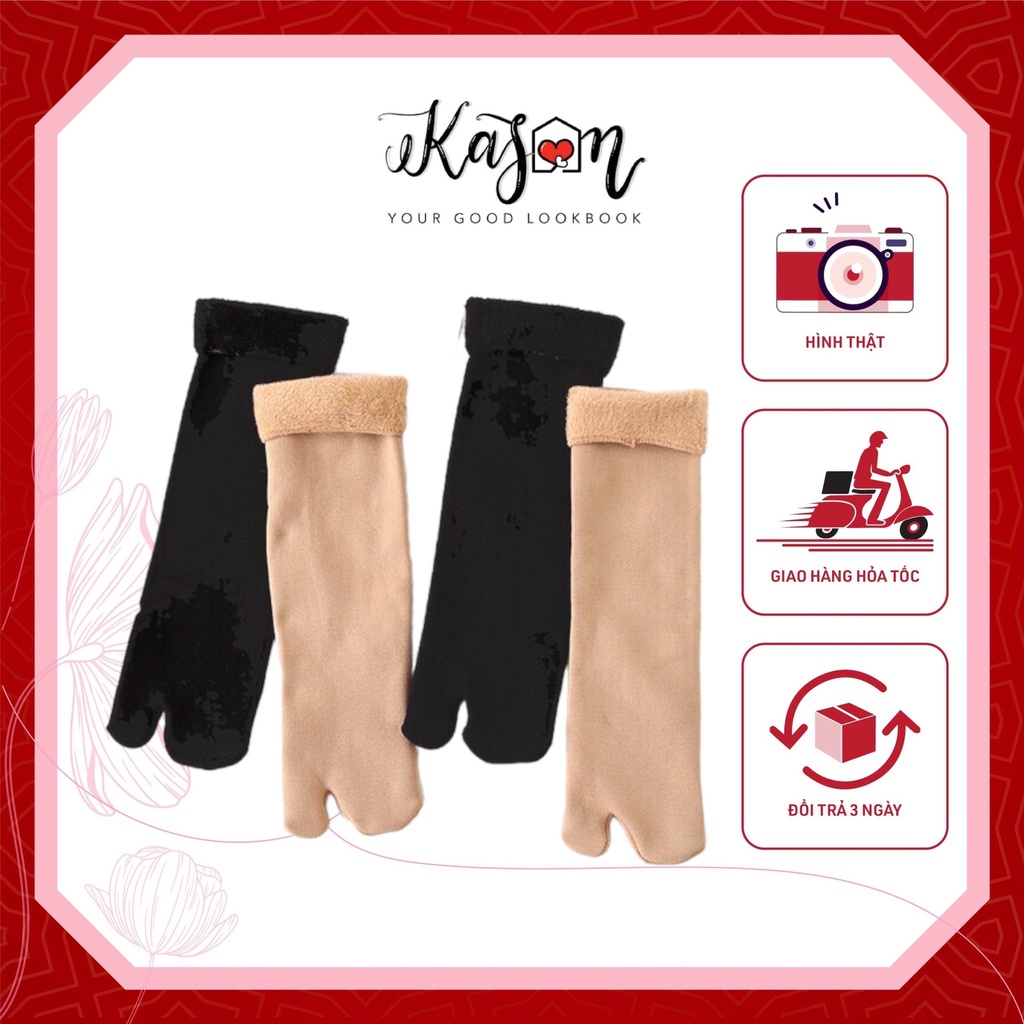 Set 5 Đôi Vớ Gót Nỉ Dày Siêu Giữ Ấm Có Xỏ Ngón