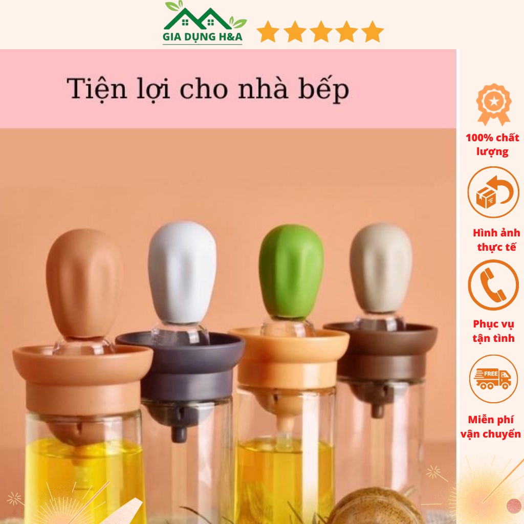 Bình đựng dầu ăn 2 in 1 tặng kèm cọ 180 ml bằng silicone chịu được nhiệt độ cao