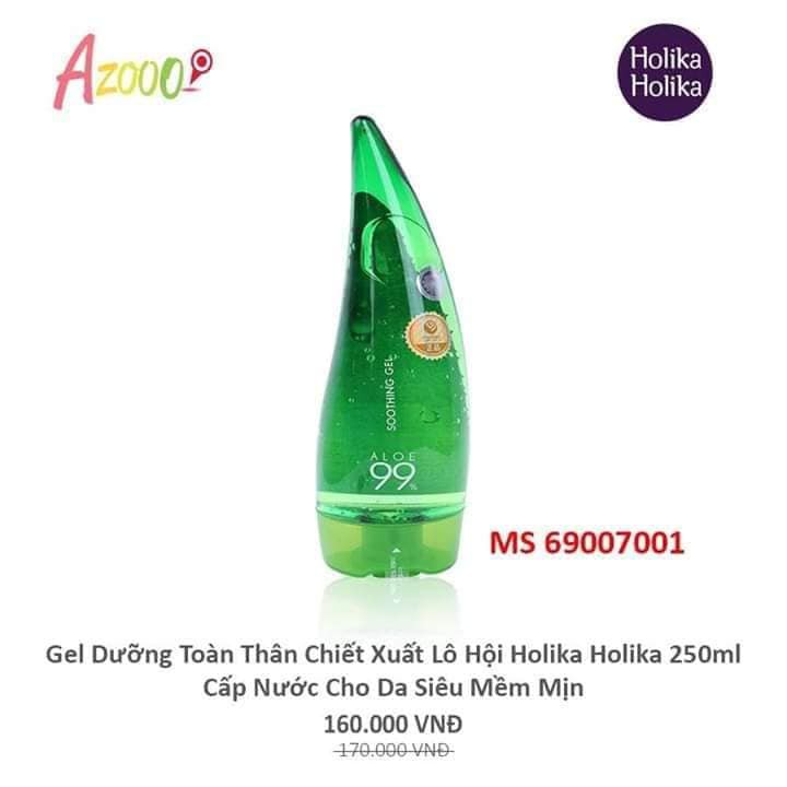 Gel dưỡng da chiết xuất lô hội Holika Holika Aloe 99% Soothing gel nhập khẩu Hàn Quốc