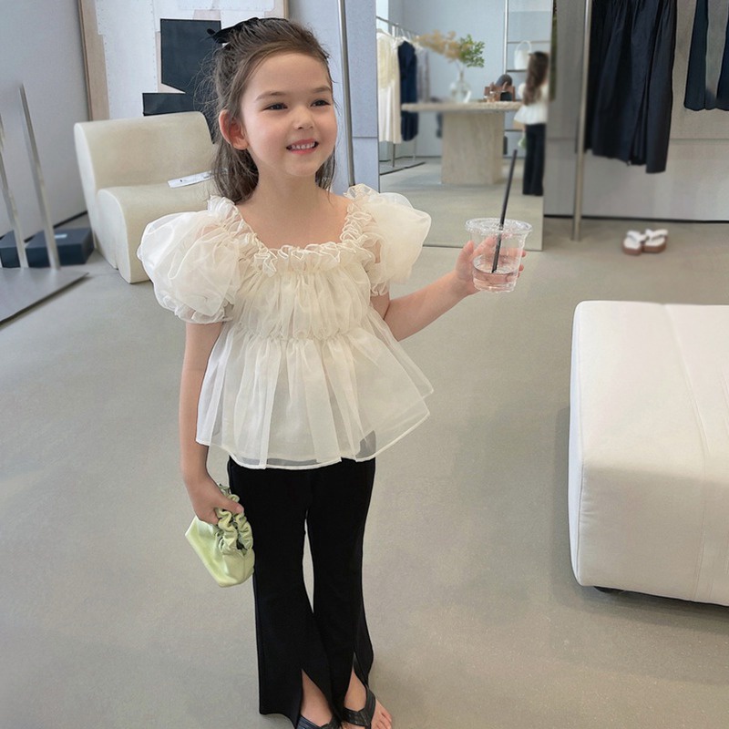 Quần Ống Loe Xẻ Tà Phong Cách Hàn Quốc Cho Bé Gái