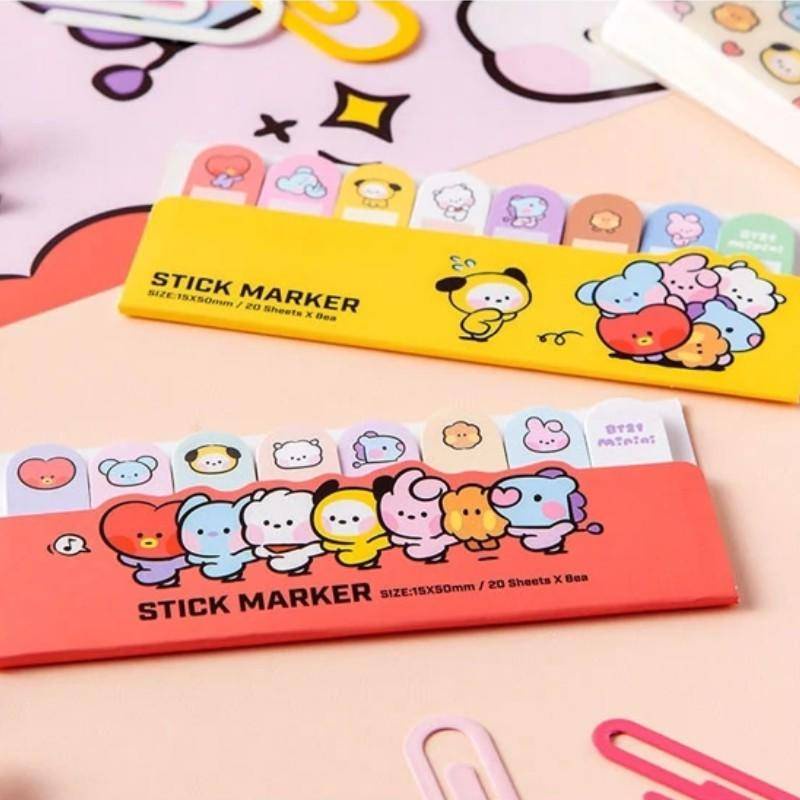 Set 20 Tờ Giấy Ghi Chú Họa Tiết BT21 BTS BT21 Xinh Xắn