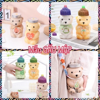 Siêu hot :SỈ , LẺ Chai hình Gấu , Bình Nhựa Đựng Trà Sữa , Bình Hình Gấu 450ml