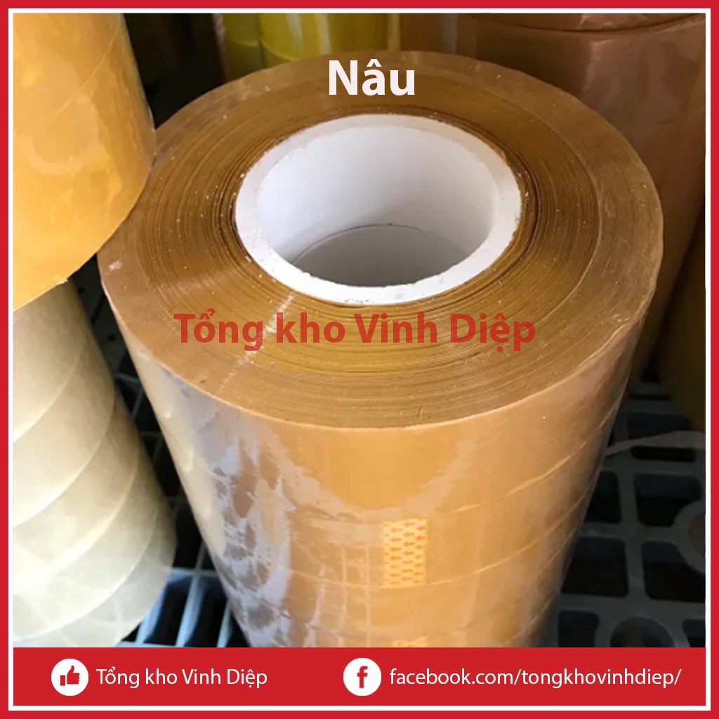 01 cuộn băng dính 1kg băng keo 1kg lõi nhựa 7mm 3 màu trong suốt, vàng chanh, nâu