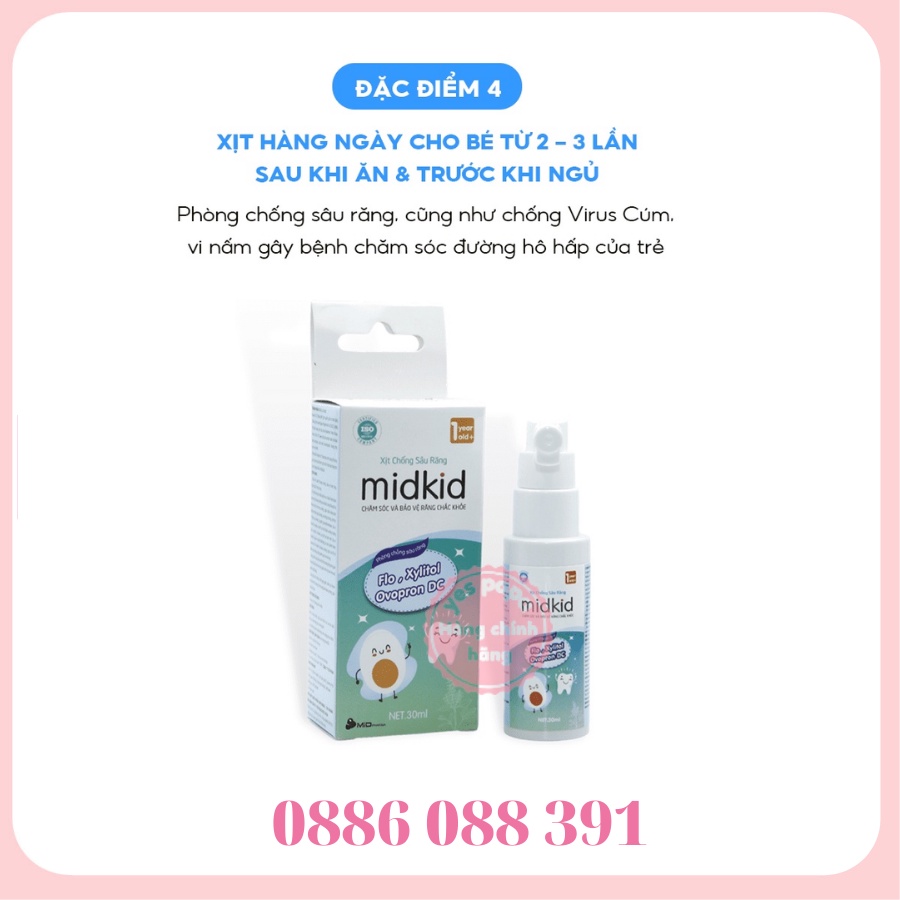 Xịt chống sâu răng cho bé Midkid 30ml hàng chính hãng