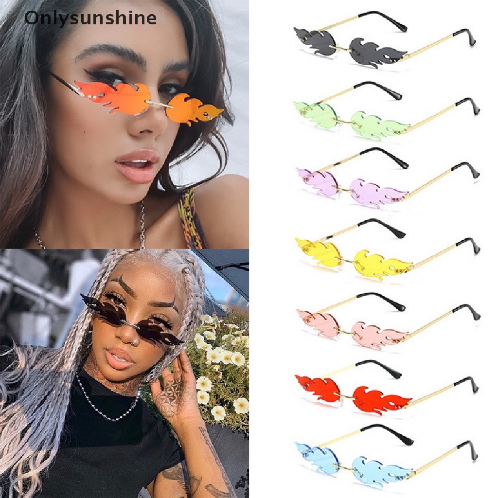 Kính mát gọng kim loại hình ngọn lửa thời trang độc đáo cho nữ