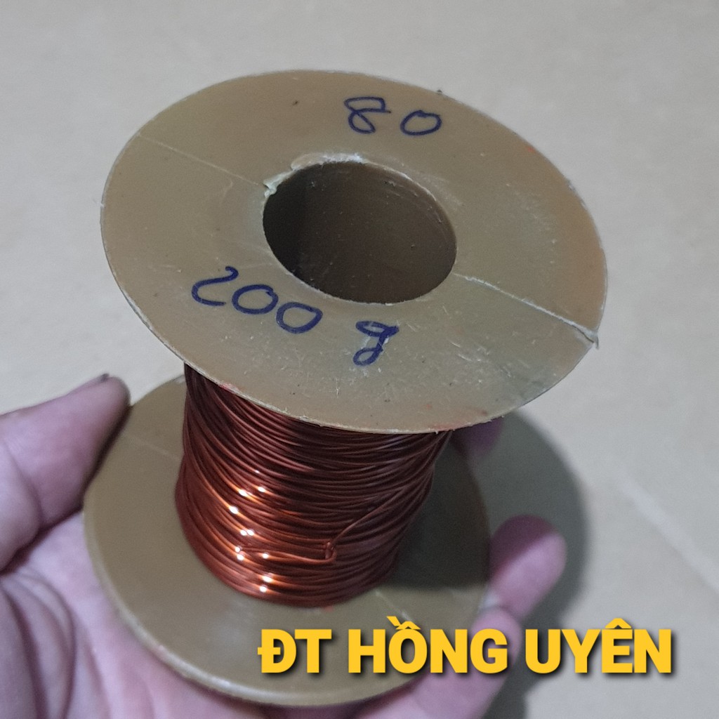 (0.8mm 200g) DÂY ĐỒNG QUẤN BIẾN ÁP CƠ, BIẾN ÁP 220v. DÂY ĐỒNG QUẤN ĐỘNG CƠ. DÂY ĐỒNG 0.8mm BỌC EMAY CÁCH ĐIỆN