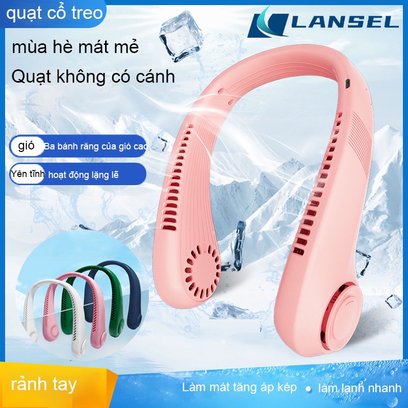 Quạt đeo cổ Quạt trần mini USB di động,Thời trang, Thể thao Sạc Pin Dung lượng- Quạt Mini Treo Cổ 360 Độ 3 cấp độ gió, sạc pin dung lượng 3000mAh, gió đa chiều,
