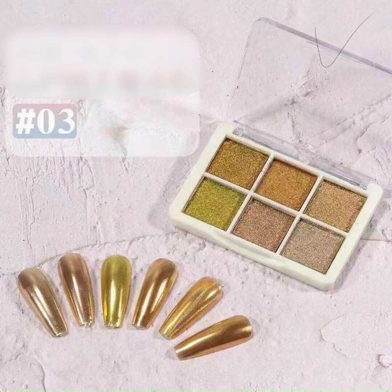 Set tráng gương 6 ô  6 màu trang trí móng