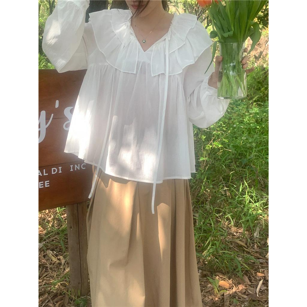 Áo Sơ Mi Dài Tay Rộng Rãi Có Dây Buộc Ngọt Ngào 54331