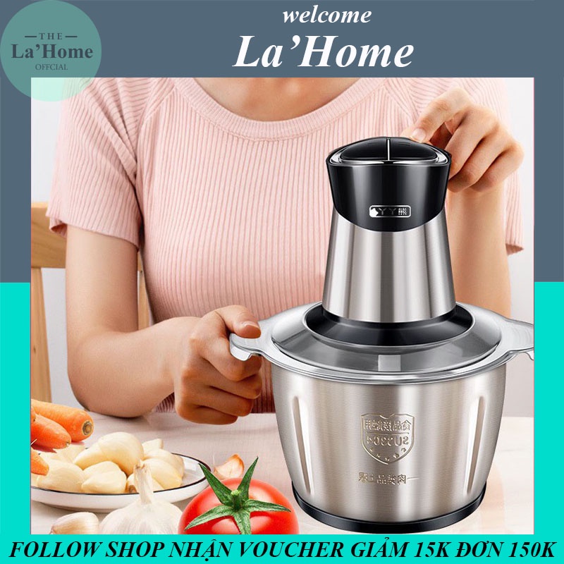 Máy xay thịt đa năng La'Home, máy xay đa năng Kitchen Expert cối Inox 4 lưỡi